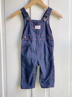 Vintage All American Baby Toddler Girl Pinstripe Overalls